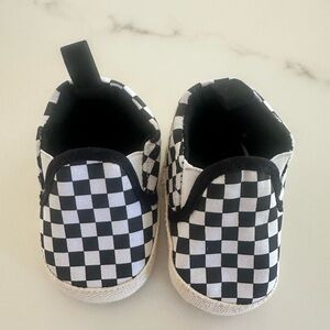 Black & White Checkered Baby Slip-On Shoes 0-3m